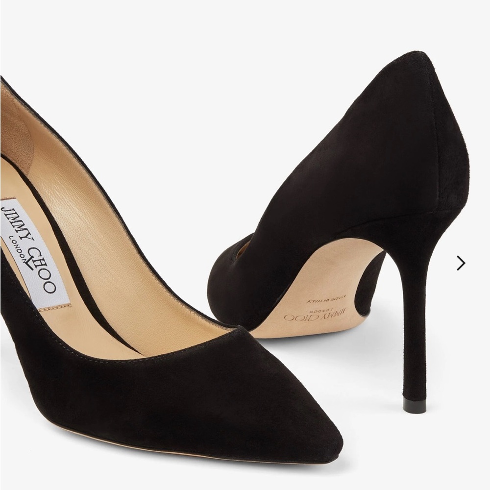 Authentic Jimmy Choo Black Suede Pointed-Toe Pumps Romy 85 – Like New! - Picture 8 of 11